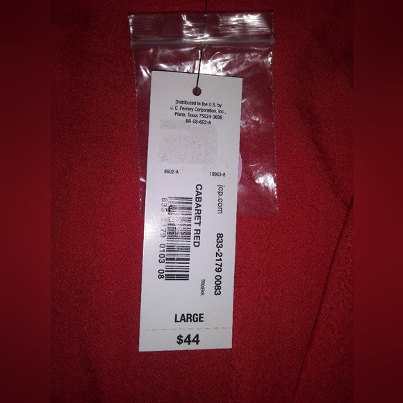 NWT Women's Worthington Large Red Long Sleeve Draped Polyester Blouse - Picture 5 of 7